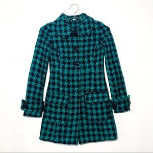 Wool Houndstooth A-Line Coat